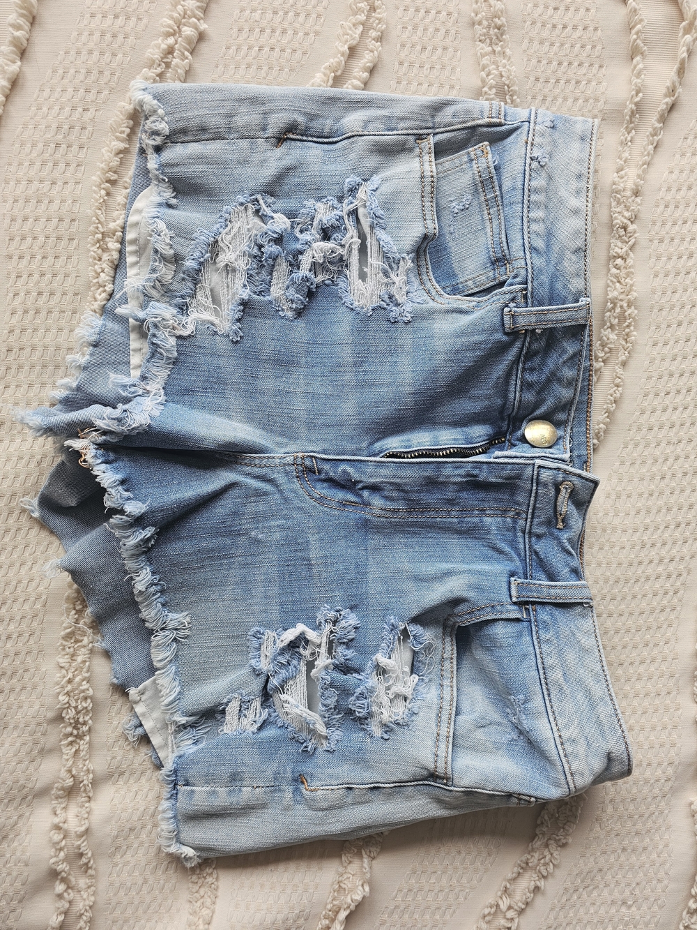 American Eagle Outfitters Hi-rise Super Stretch Distressed Denim Shorts